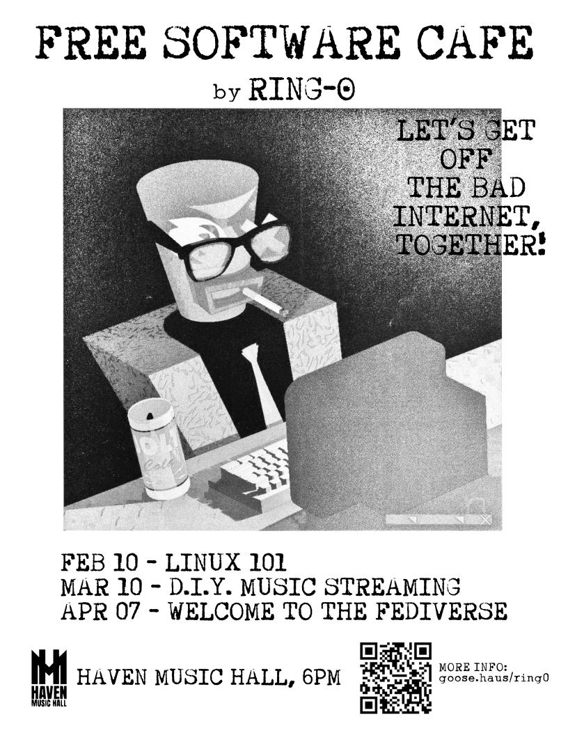 free software cafe for Saint John, spring of 2026